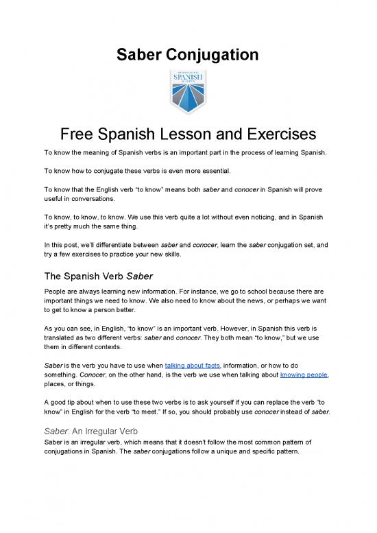picture Spanish Pdf 103581 | Blog Asset  Saber Conjugation Pdf