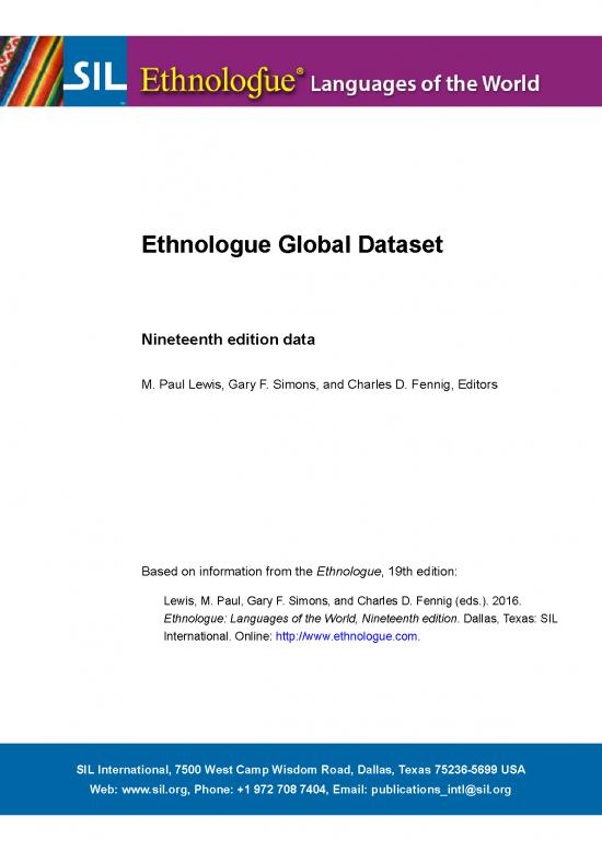 picture_Ethnologue Languages Of The World Pdf 103017 | Ethnologue 19 Global Dataset Doc