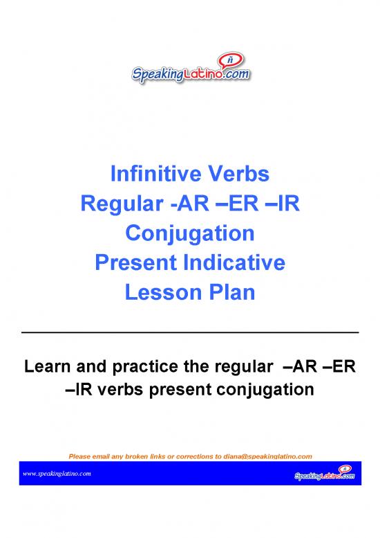 picture_Spanish Pdf 102664 | Free Lesson Plan Infinitive Verbs Ar Er Ir Present English Version V1