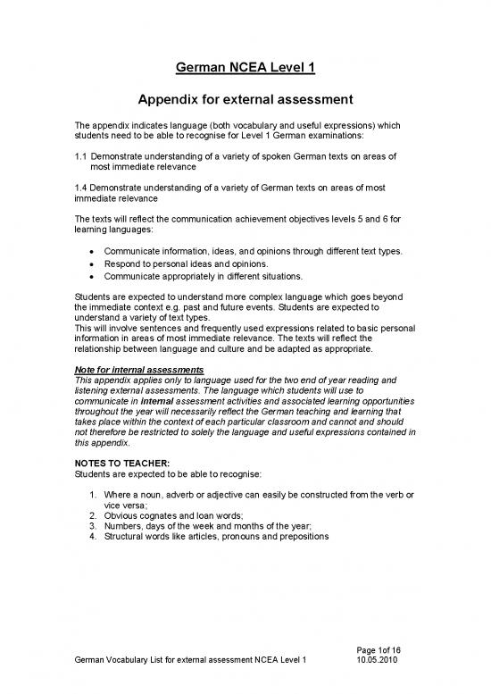 picture Language Pdf 103341 | German Vocab L1