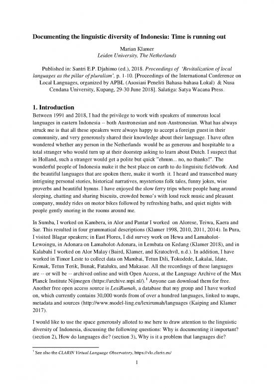 picture1_Language Pdf 103216 | Klamer 2018 Documenting The Linguistic Diversity Of Indonesia
