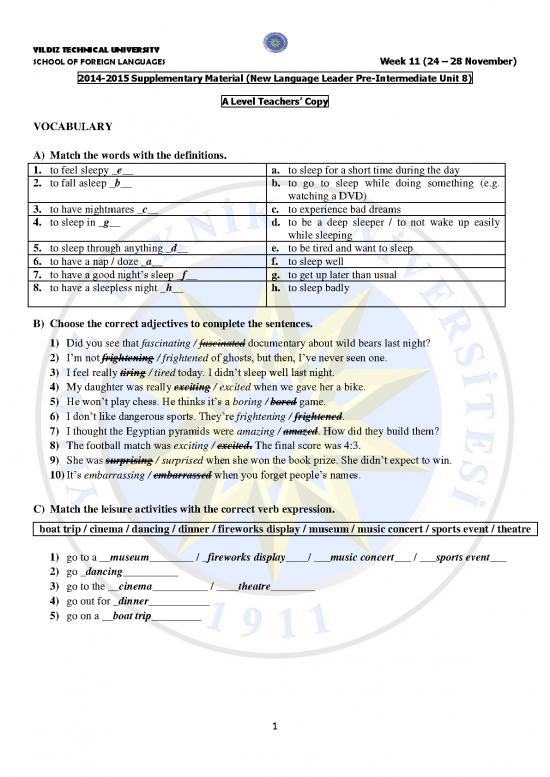 picture Language Pdf 103810 | Language Leader Pre Int Unit 8