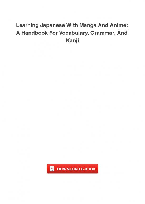 picture Japanese Grammar Pdf 102689 | Learning Japanese With Manga And Anime A Handbook For Vocabulary Grammar And Kanji Free Book Online