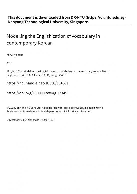 picture World Englishes Pdf 104095 | Modelling The Englishization Of Vocabulary In Contemporary Korean