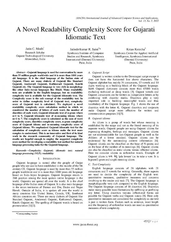 picture_Language Pdf 102831 | Paper 53 A Novel Readability Complexity Score For Gujarati Idiomatic Text