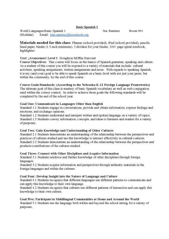 picture Language Pdf 103132 | Ramirezkbasic Spanish 1 2019 20syllabus