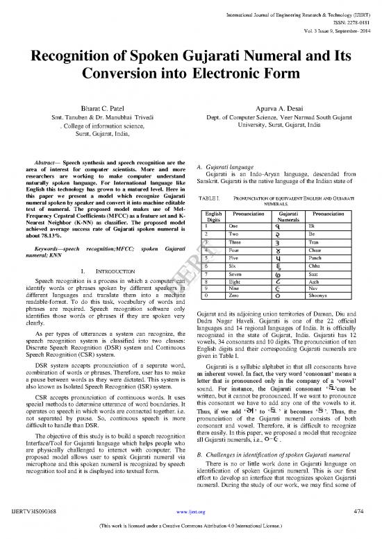 picture Language Pdf 103054 | Recognition Of Spoken Gujarati Numeral And Its Conversion Into Electronic Form Ijertv3is090368