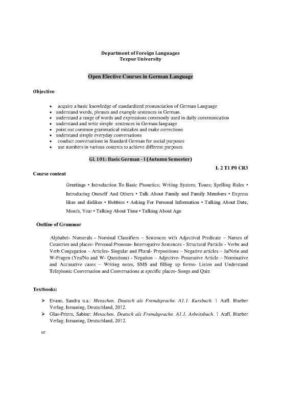 picture Language Pdf 103642 | Tufl Syllabus Gl101 Basic German