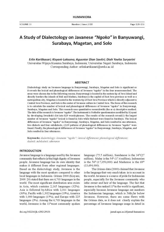 picture Dialectology Pdf 105521 | 237898 A Study Of Dialectology On Javanese Ngok 94735d21