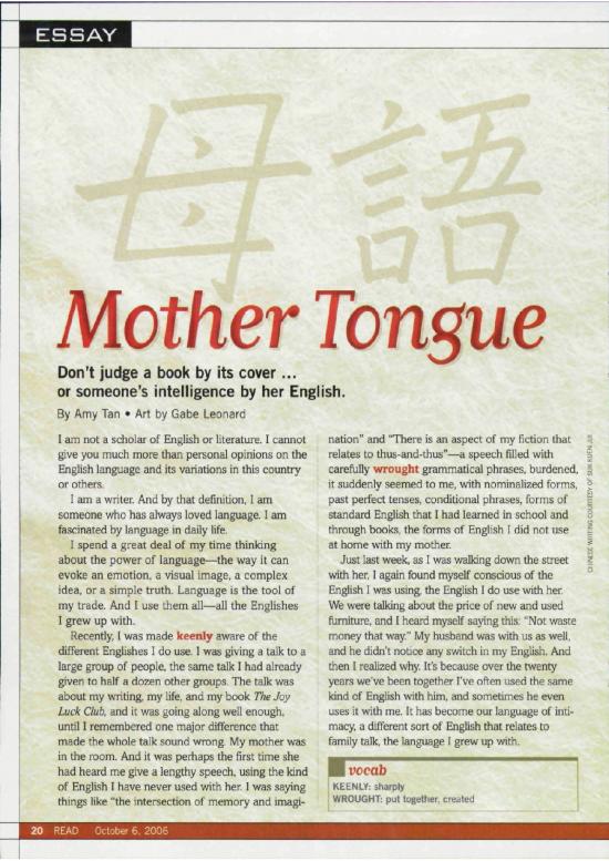 picture Mother Tongue Amy Tan Pdf 105399 | Amy Tan S Mother Tongue