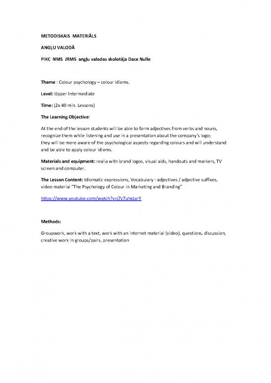 picture Colour Idioms Pdf 105493 | Anglu Val Dace Nulle