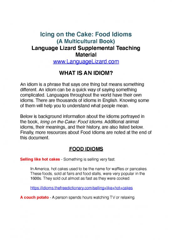 picture_Teaching Pdf 106281 | Food Idioms Examples