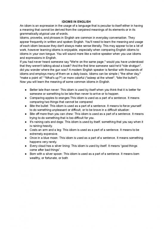 picture_Everyday Idioms Pdf 105779 | Idioms