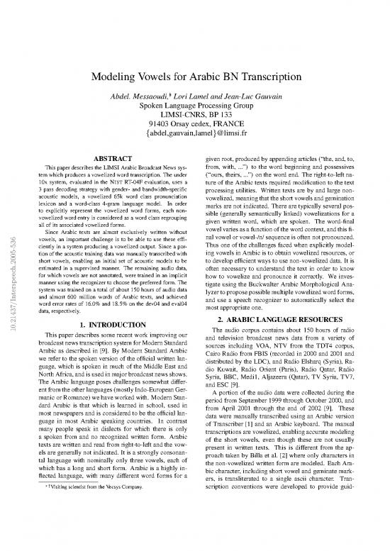 picture_Arabic Vowels Pdf 105035 | Messaoudi05 Interspeech