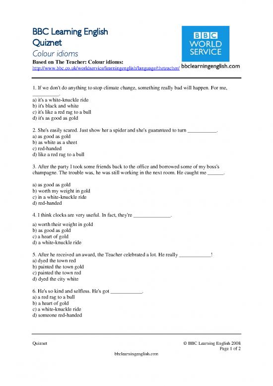 picture Colour Idioms Pdf 105679 | Qnet 230 Colours
