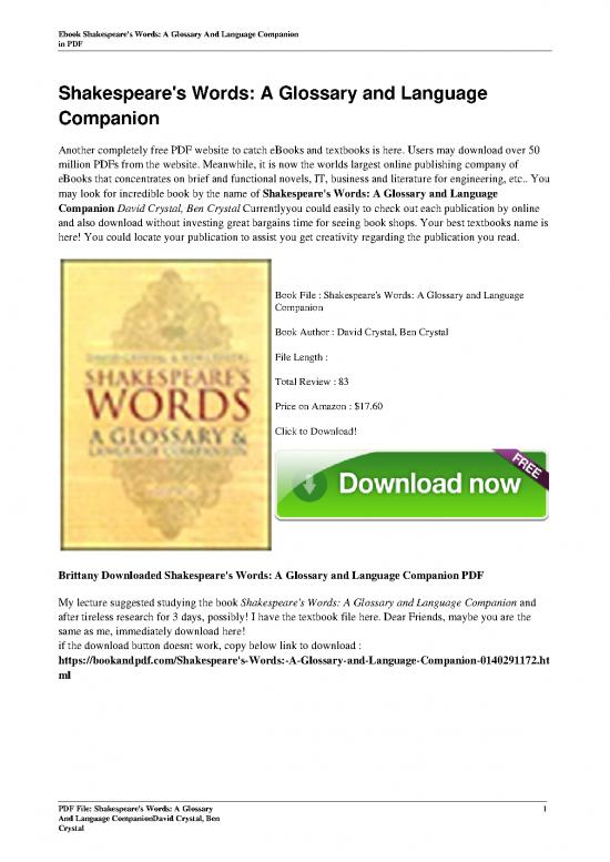 picture_Shakespeare S Words A Glossary And Language Companion By David Crystal Ben Crystal