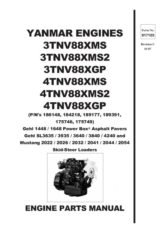 picture_Sl3635 Sl3935 Sl3640 Sl38400 Sl4240 Skid Loader Yanmar Engine Parts Manual 917105c