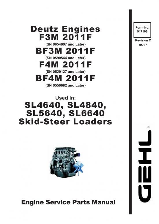 picture_Sl4640 Sl4840 Sl5640 Sl6640 Skid Loader Deutz Engine Parts Manual 917108c