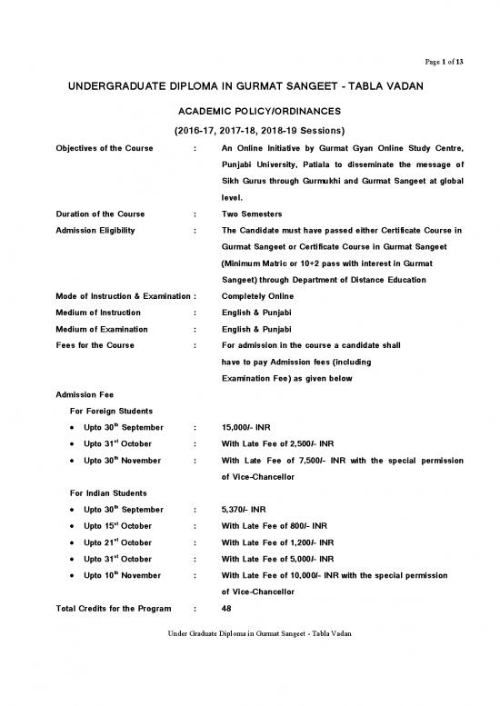 picture1_Education Pdf 105735 | Under Graduate Diploma  In Gurmat Sangeet   Tabla Vadan