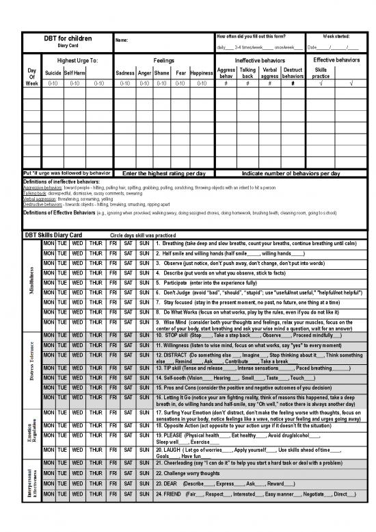 picture Dbt Pdf 107769 | 03 Diary Card Child Ind Version