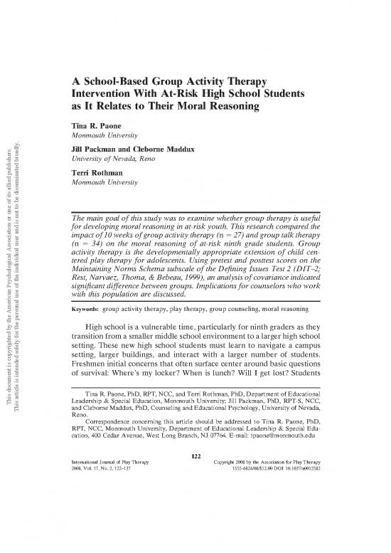 picture1_Study Pdf 107391 | 2008  A School Based Group Activity Therapy Intervention With At Risk High School Students As It Relates To Their Moral Reasoning