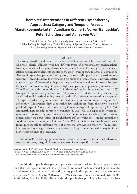 picture Psychotherapy Pdf 107339 | 2016  Koemeda Therapists Interventions