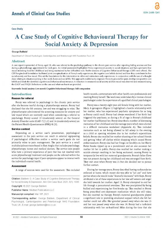 picture Cbt For Social Anxiety Pdf 108797 | A Case Study Of Cognitive Behavioural Therapy For Social Anxiety  750