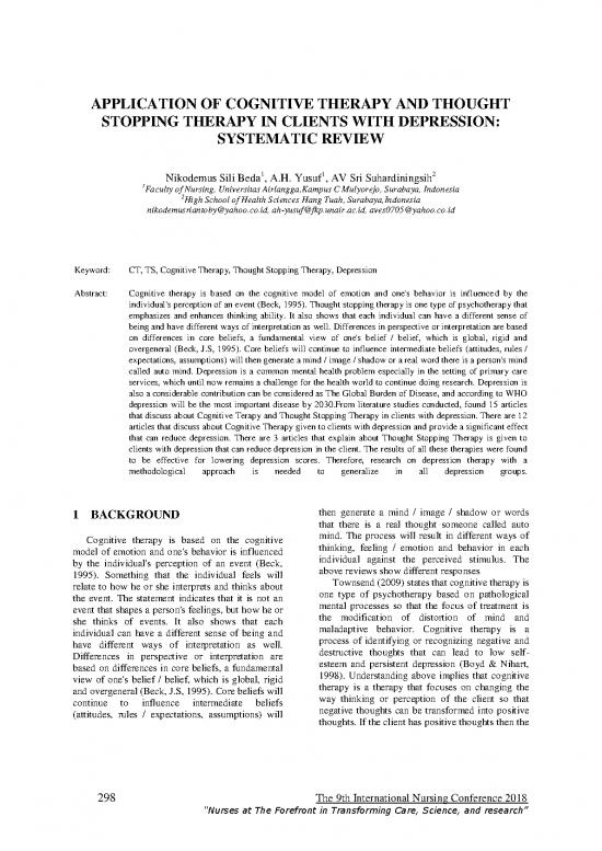picture1_Psychotherapy Pdf 108047 | Application Of Cognitive Therapy And Thought Stopping Therapy In Clients With Depression  Systematic Review