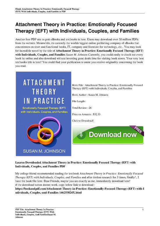 picture_Attachment Theory In Practice Emotionally Focused Therapy Eft With Individuals Couples And Fami