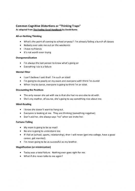 picture The Feeling Good Handbook Pdf 108431 | Commoncognitivedistortions