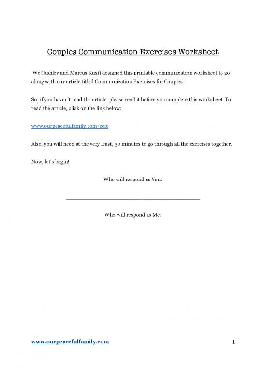 picture Couples Therapy Exercises Pdf 109665 | Couples Communication Exercises Worksheet