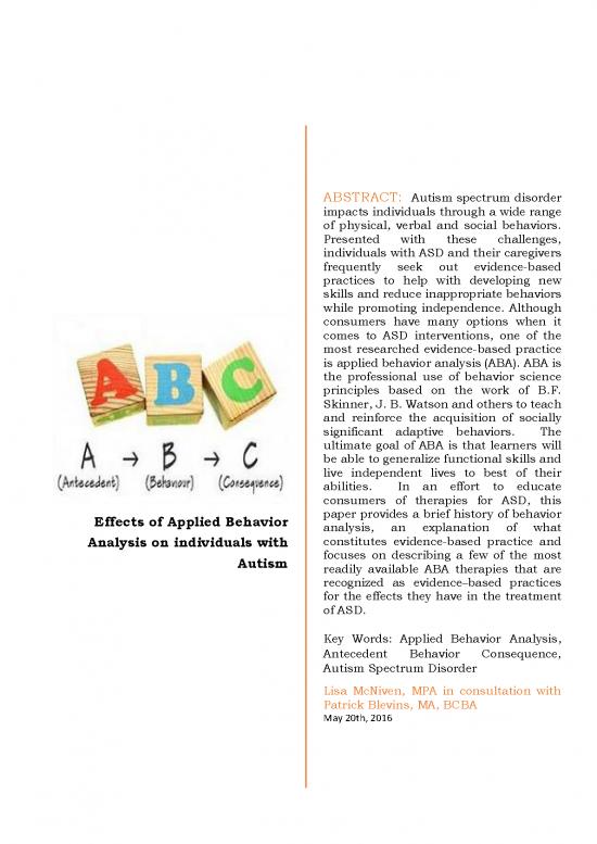 picture Applied Behavior Analysis Pdf 107420 | Effects Of Applied Behavior Analysis On Individuals With Autism