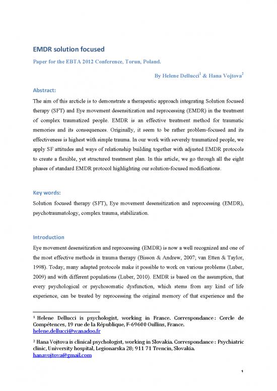 picture Emdr Pdf 108440 | Emdr Solution Focused Dellucci Vojtova 2012