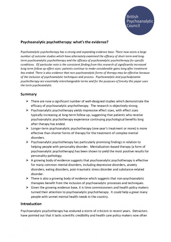 picture Psychotherapy Pdf 108388 | Final Overview Evidence Base Briefing June2015