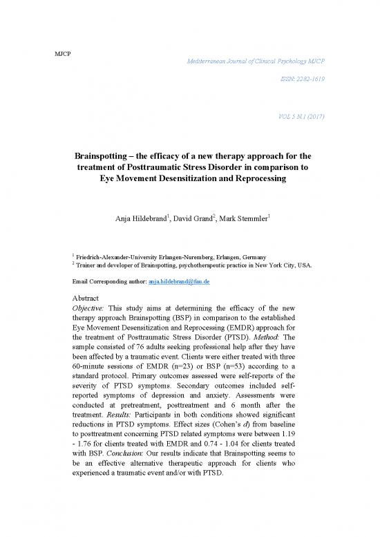 picture_Brainspotting Pdf 109522 | Hildebrand Grand And Stemmler 2017 Mediterjrnlofclincpsychmjcp Vol5 1