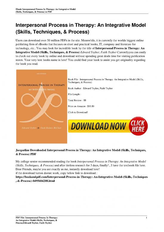 picture1_Interpersonal Process In Therapy An Integrative Model Skills Techniques  Process By Edward Tey