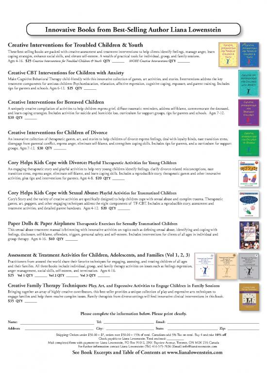 picture Cbt For Social Anxiety Pdf 108149 | Liana Lowenstein Book Flyer 2016