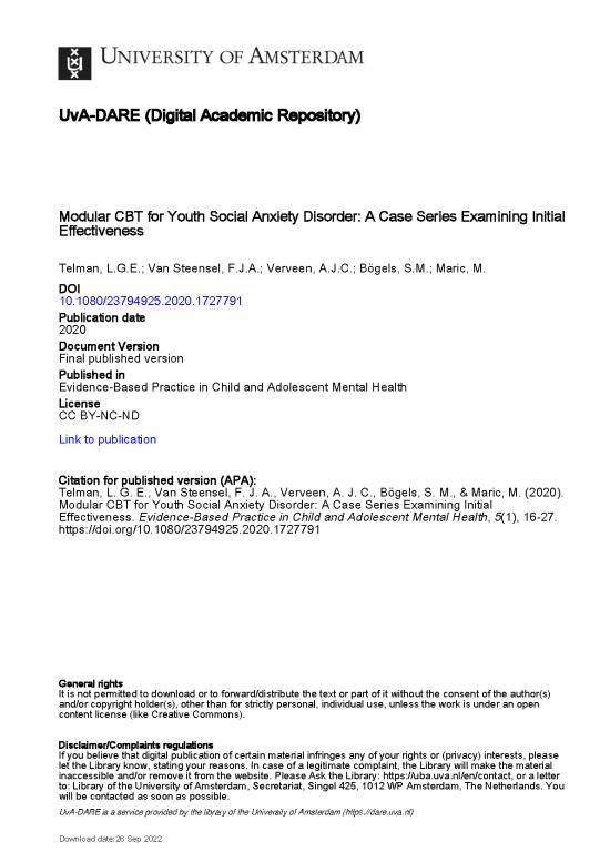 picture Cbt For Social Anxiety Pdf 108209 | Modular Cbt For Youth Social Anxiety Disorder A Case Series Examining Initial Effectiveness