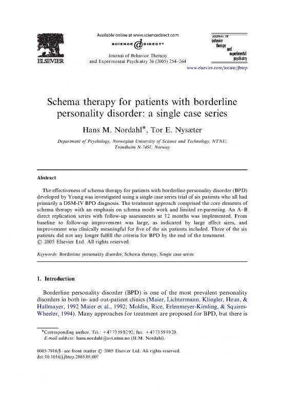 picture_Experimental Psychology Pdf 107763 | Nordahl Schema Therapy For Patients With Borderline Personality Disorder