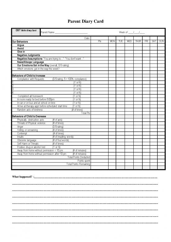 picture Dbt Pdf 108820 | Parent Diary Card