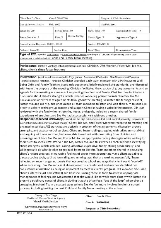 picture Family Therapy Pdf 108275 | Sample Progresicc Note 5 23 14