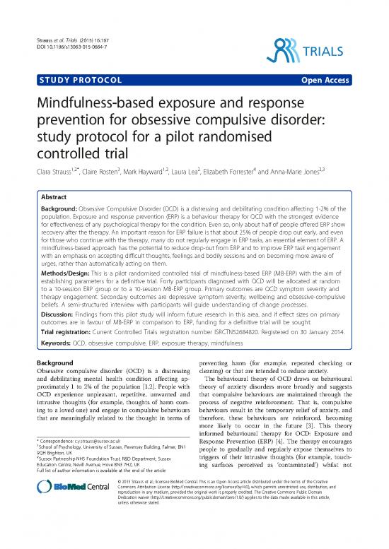 picture Exposure Response Prevention Pdf 108010 | Strauss Et A Trials (2015) 16167