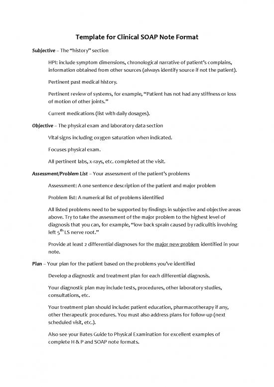 picture Physical Therapy Soap Note Pdf 109589 | Template Clin Soap Note