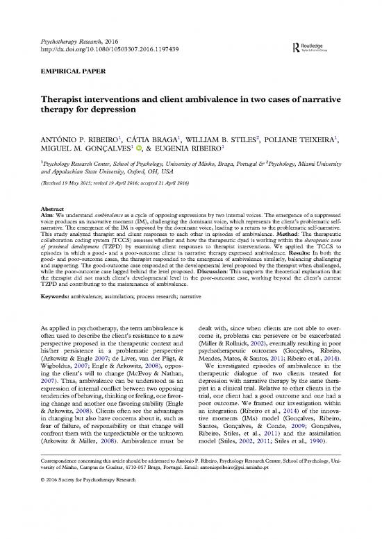 picture1_Psychotherapy Pdf 107593 | Therapist Interventions And Client Ambivalence In Two Cases Of Narrative Therapy For Depression