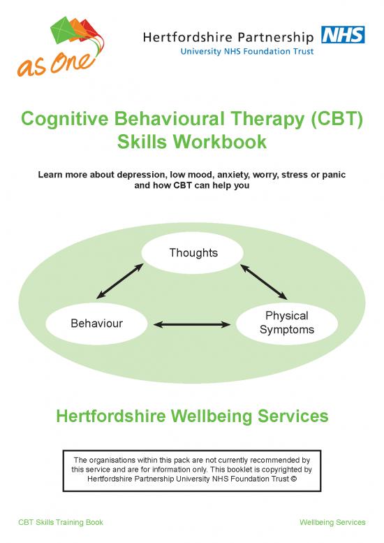 picture Cbt Workbook Pdf 108666 | Wellbeing Team Cbt Workshop Booklet 2016