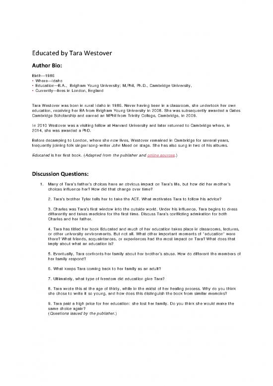 picture_Education Pdf 112034 | Book Club Discussion Guide  Educated