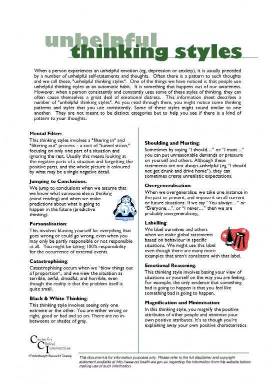 picture_Depression Information Sheet   11  Unhelpful Thinking Styles