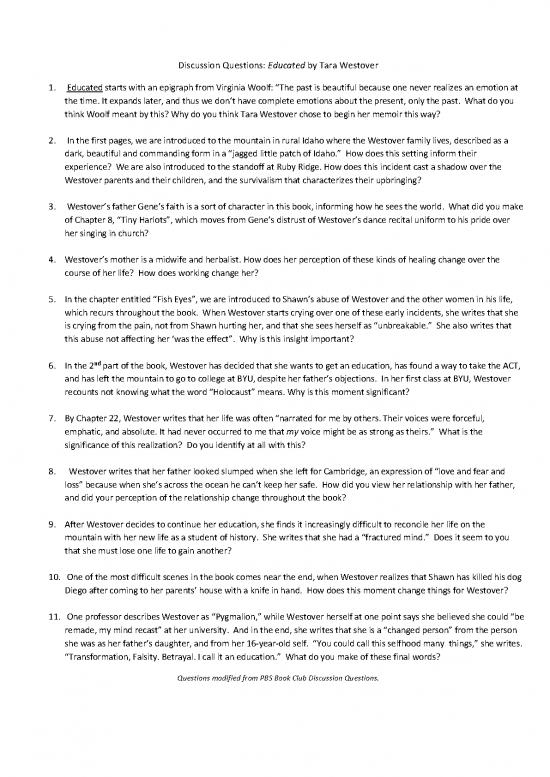 picture_Educated Pdf 112203 | Discussion Questions Educated