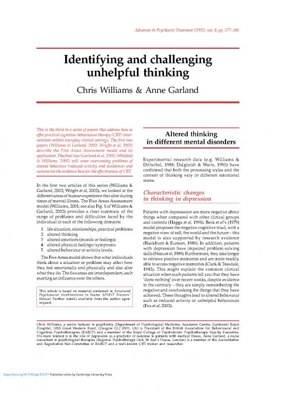 picture_Cbt Unhelpful Thinking Styles Pdf 109775 | Identifying And Challenging Unhelpful Thinking