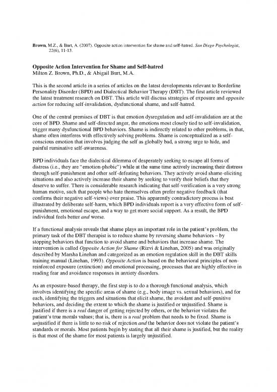 picture Dbt Opposite Action Pdf 109798 | Opposite Action For Shame Self Hatred 2007
